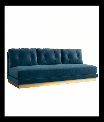 Sofá Cardiff de diseño orgánico sin apoyabrazos, tapizado en color azul petróleo - Tienda de Banquitos