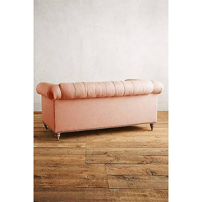 Sofá Chesterfield de 2 o 3 cuerpos color rosa palo, vista trasera - Tienda de Banquitos