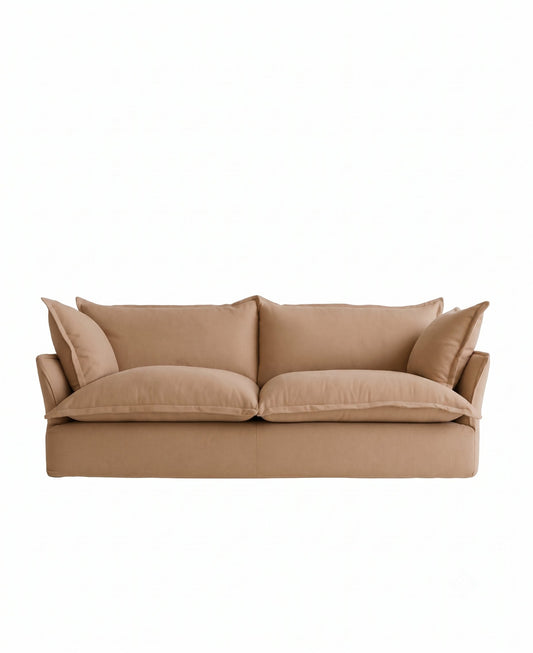 Sofá Comfy con funda, respaldo y apoyabrazos integrados, cojines extra mullidos, tapizado a medida - Tienda de Banquitos