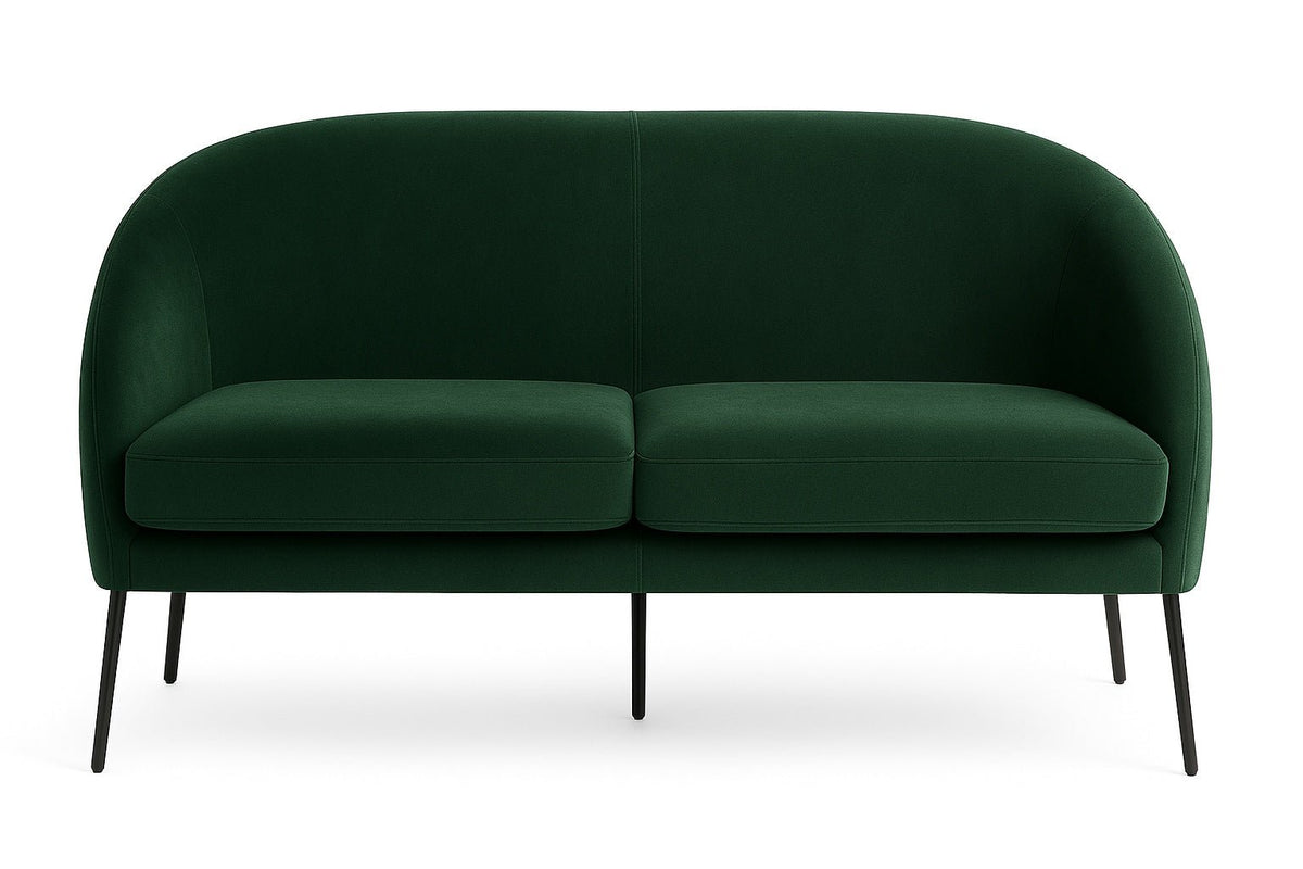 Sofá Paris de dos cuerpos en verde esmeralda oscuro, diseño curvo y patas finas de madera - Tienda de Banquitos