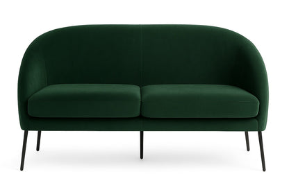 Sofá Paris de dos cuerpos en verde esmeralda oscuro, diseño curvo y patas finas de madera - Tienda de Banquitos