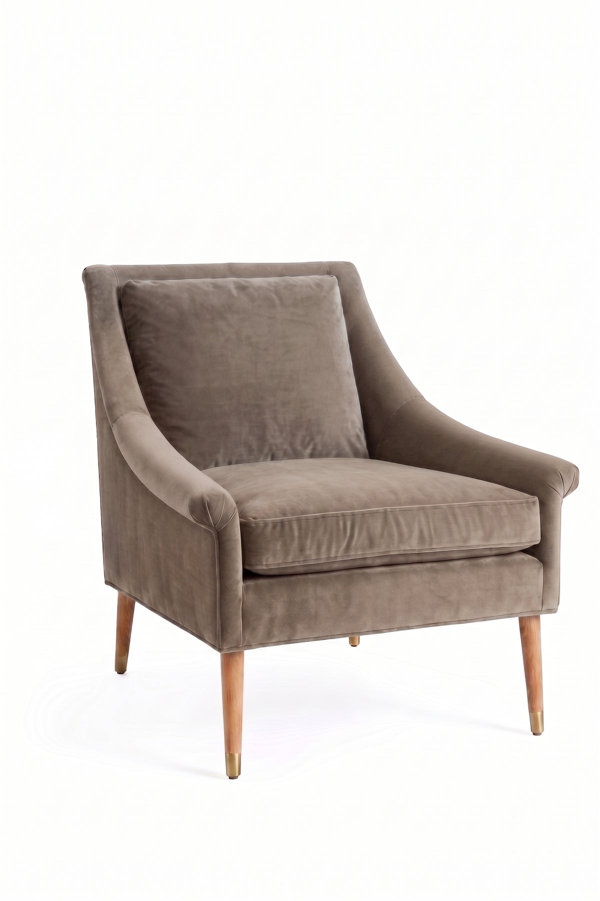 Sillón de un cuerpo Bélgica color Stone en pana antimanchas importada, diseño simple y envolvente — perfecto para un espacio de lectura sereno. Hecho a medida por Tienda de Banquitos.