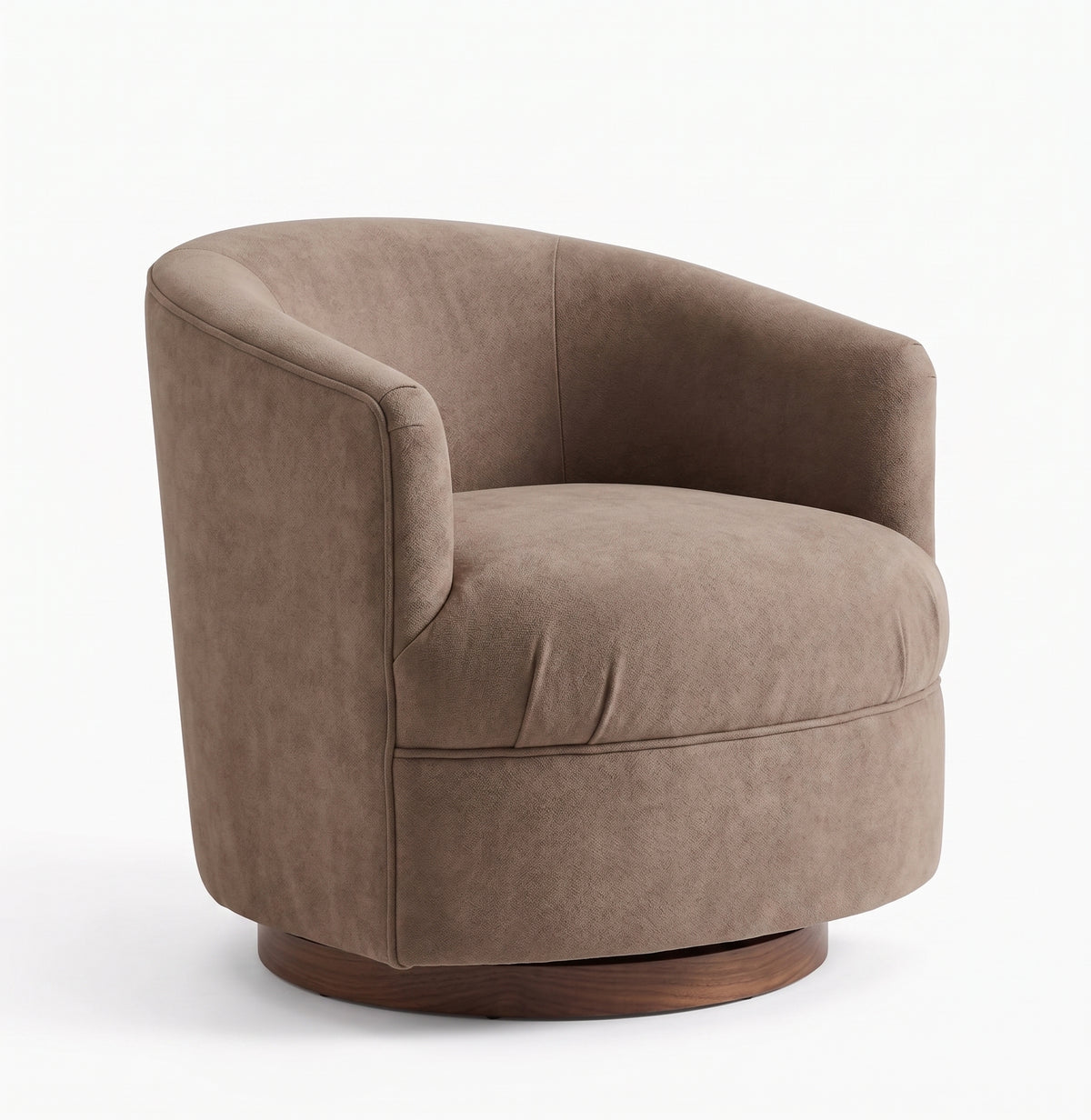 Sillón Rosaura de un cuerpo, forma redondeada y compacta, tapizado en pana antimanchas color Stone