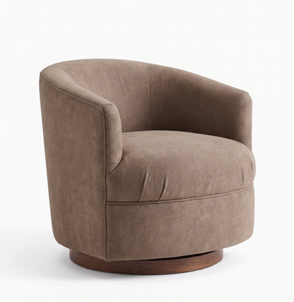 Sillón Rosaura de un cuerpo, forma redondeada y compacta, tapizado en pana antimanchas color Stone