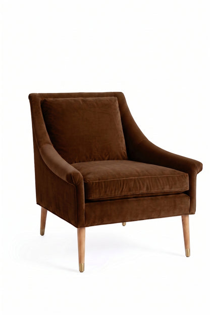 Sillón de un cuerpo Bélgica color Suela en pana antimanchas importada, diseño simple y envolvente — ideal para armar un rincón de lectura tranquilo. Hecho a medida por Tienda de Banquitos.