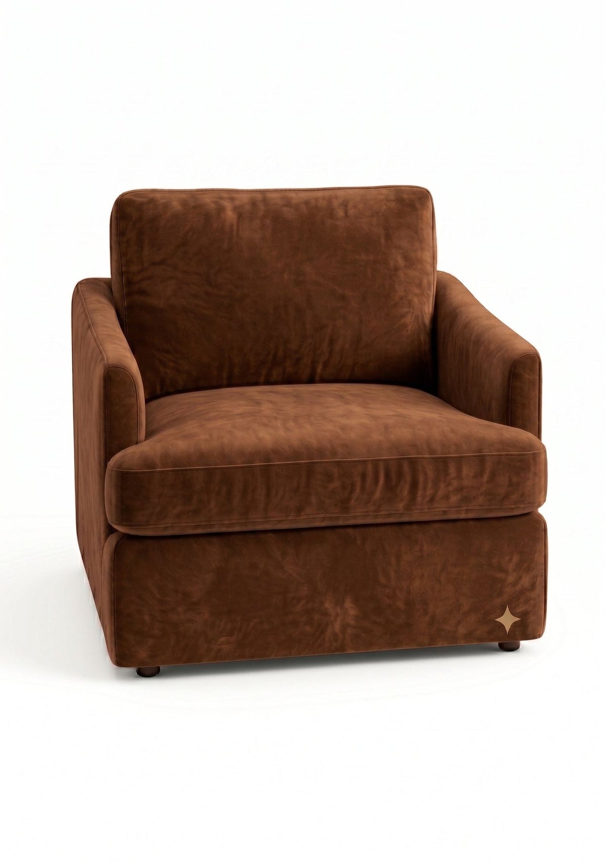 Sillón de un cuerpo Elton color Suela en pana antimanchas importada, silueta simple y minimalista — para un living que combine con cualquier estilo sin complicarse. Hecho a medida por Tienda de Banquitos.