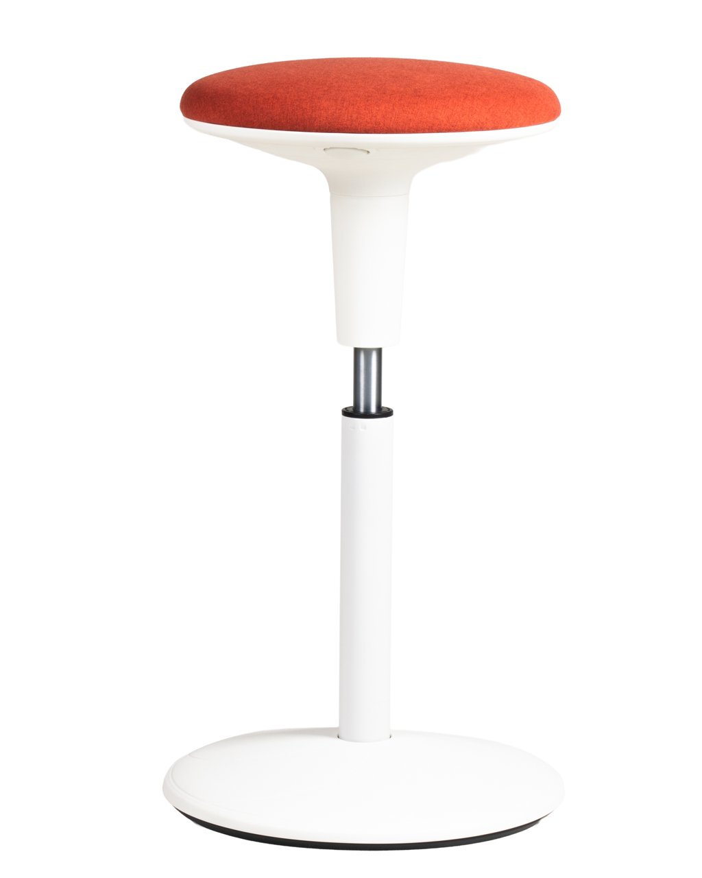 Taburete Pop de Archivos Activos blanco con asiento rojo, altura regulable