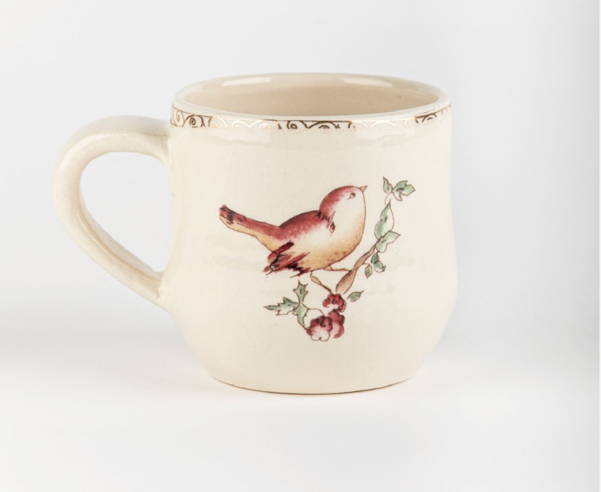 Taza pajaritos Elsata cerámica - vista del diseño impreso