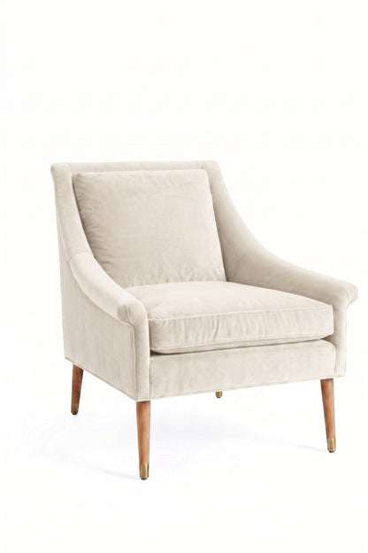Sillón de un cuerpo Bélgica color Tiza en pana antimanchas importada, diseño simple y envolvente — ideal para armar un rincón de lectura tranquilo. Hecho a medida por Tienda de Banquitos.