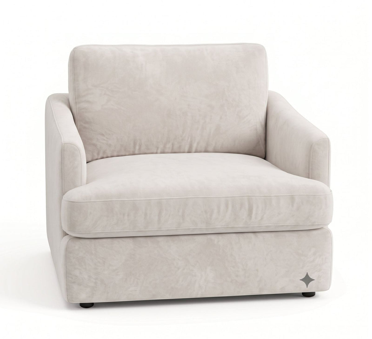 Sillón de un cuerpo Elton color Tiza en pana antimanchas importada, silueta simple y minimalista — la opción versátil para no tener que elegir un estilo definido. Hecho a medida por Tienda de Banquitos.