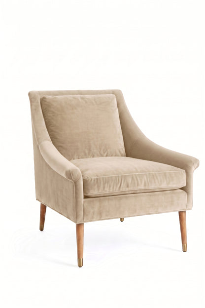 Sillón de un cuerpo Bélgica color Vainilla en pana antimanchas importada, diseño simple y envolvente — ideal para armar un rincón de lectura tranquilo. Hecho a medida por Tienda de Banquitos.