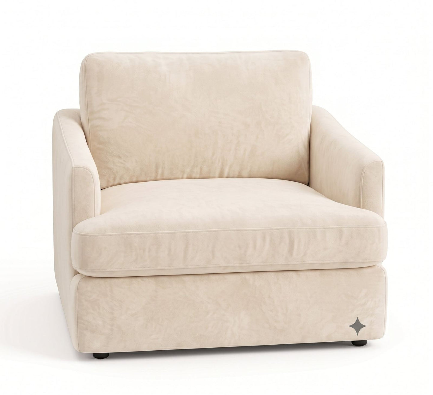 Sillón de un cuerpo Elton color Vainilla en pana antimanchas importada, silueta simple y minimalista — para un living que combine con cualquier estilo sin complicarse. Hecho a medida por Tienda de Banquitos.