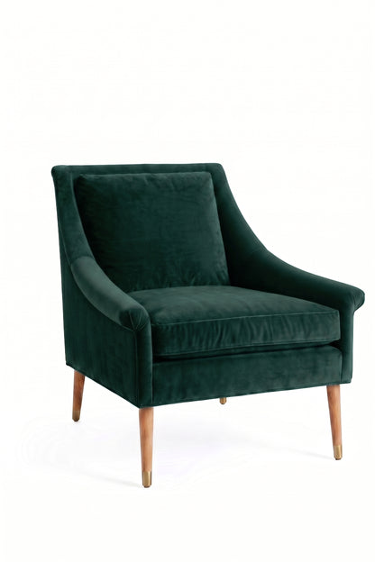 Sillón de un cuerpo Bélgica color Verde inglés en pana antimanchas importada, diseño simple y envolvente — para un living simple y cómodo. Hecho a medida por Tienda de Banquitos.