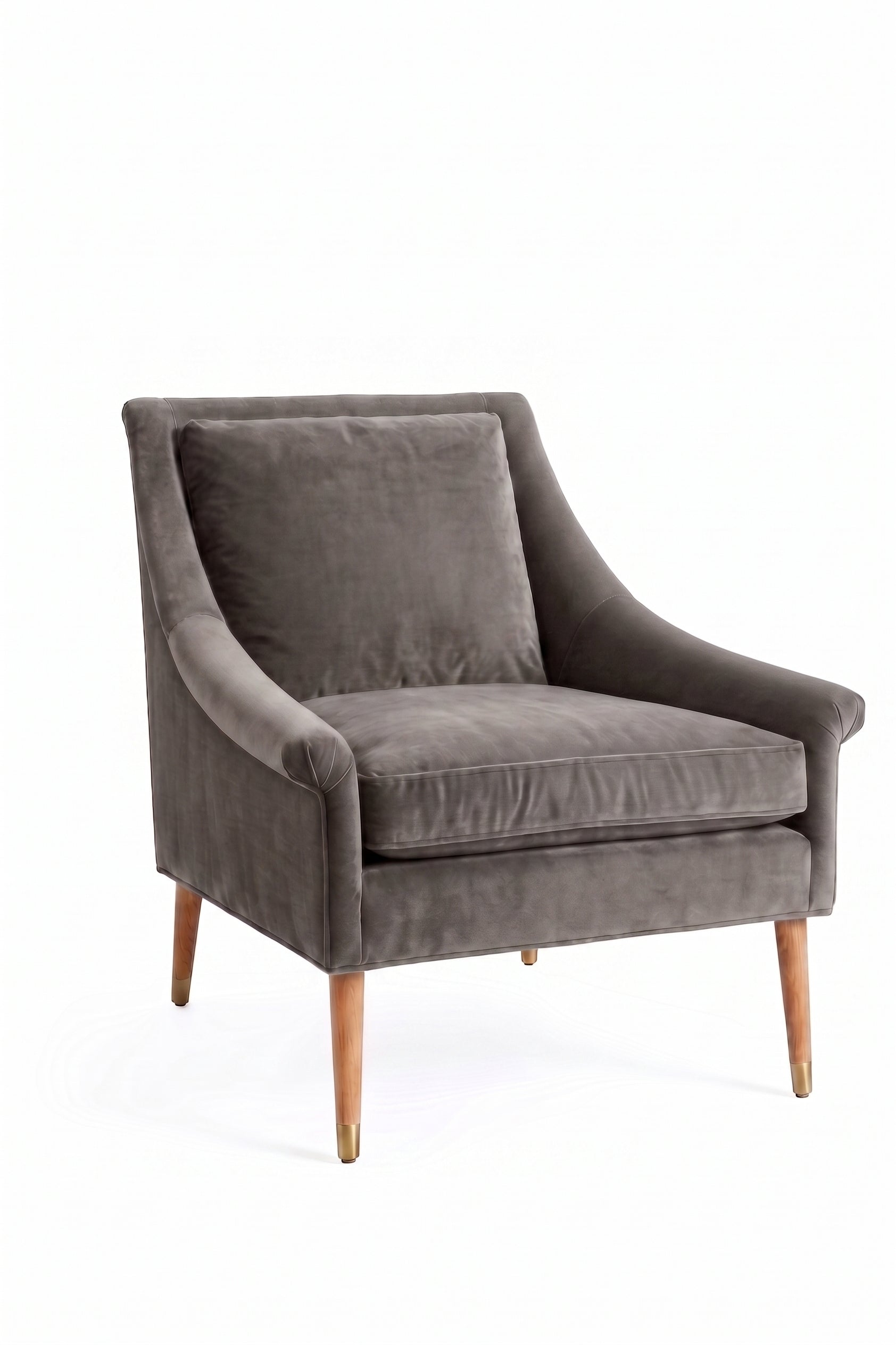 Sillón de un cuerpo Bélgica color Visón en pana antimanchas importada, diseño simple y envolvente — para un living simple y cómodo. Hecho a medida por Tienda de Banquitos.