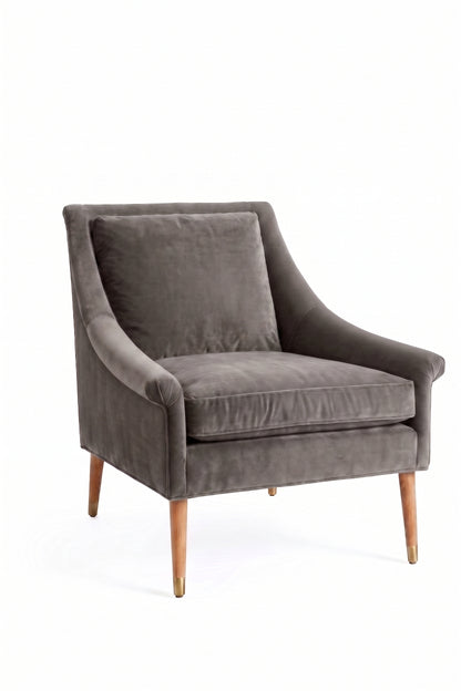 Sillón de un cuerpo Bélgica color Visón en pana antimanchas importada, diseño simple y envolvente — para un living simple y cómodo. Hecho a medida por Tienda de Banquitos.