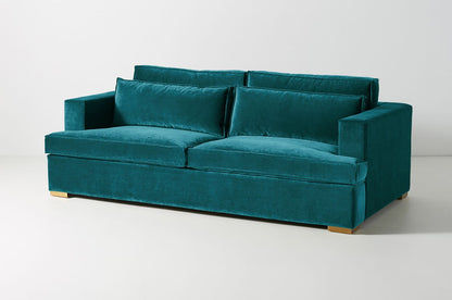 Sillón de dos cuerpos color verde azulado