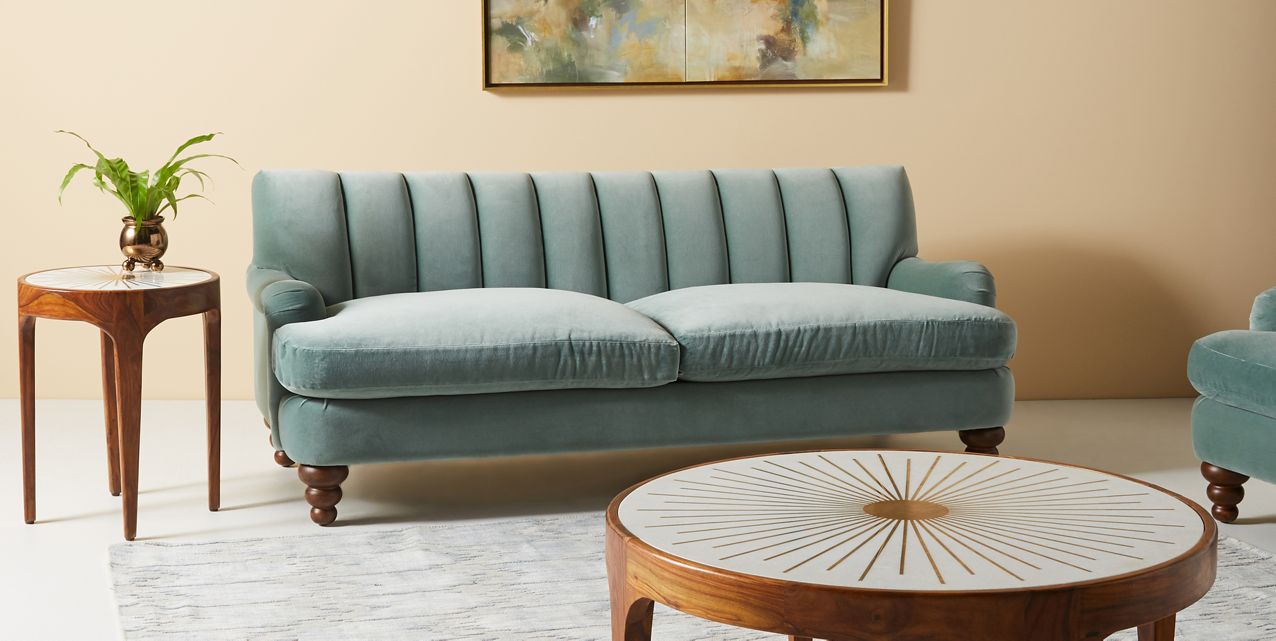 Sillón de dos cuerpos color celeste