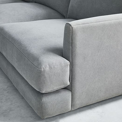 Sillón de dos o tres cuerpos Elton estilo moderno en pana antimancha importada color gris perla 