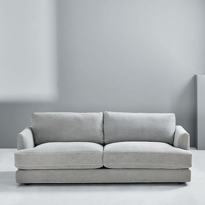 Sillón de dos o tres cuerpos Elton estilo moderno en pana antimancha importada color gris perla 