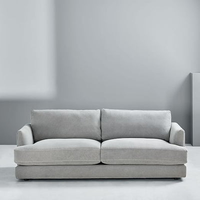 Sillón de dos o tres cuerpos Elton estilo moderno en pana antimancha importada color gris perla 
