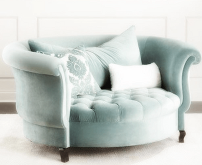 Sillon chesterfield de un cuerpo redondo color verde agua