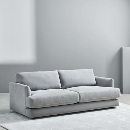 Sillón de dos o tres cuerpos Elton estilo moderno en pana antimancha importada color gris perla 
