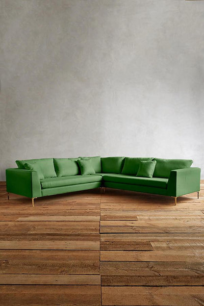 Sillón esquinero Rosaura tapizado en verde – sofá rinconero moderno personalizable