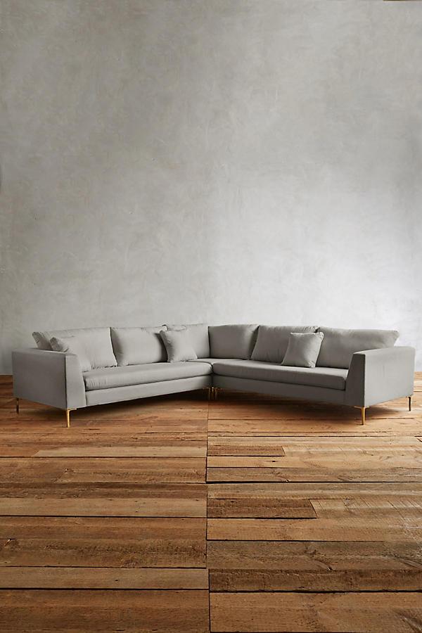 Sillón esquinero Rosaura tapizado en gris – sofá en L moderno a medida para living