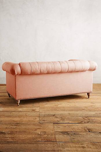 Sofá Chesterfield 2 o 3 cuerpos color rosa palo, vista trasera - Tienda de Banquitos