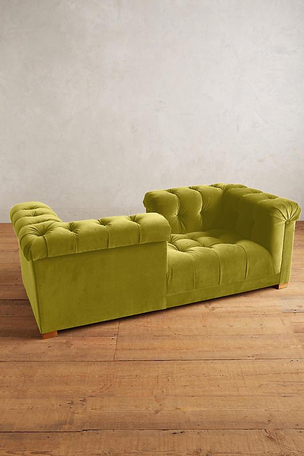 Sofá Tet a Tet tapizado en color verde manzana - Tienda de Banquitos