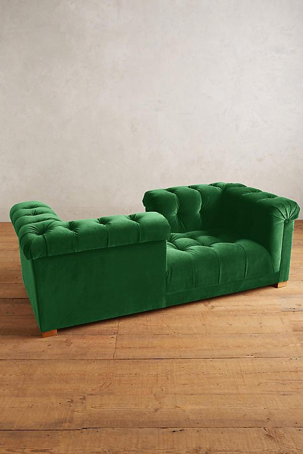 Sofá Tet a Tet tapizado en color verde - Tienda de Banquitos