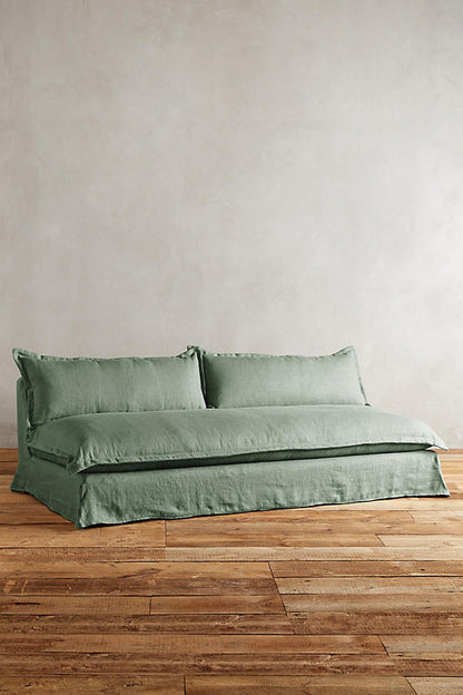 Sillón de dos cuerpos en Tussor color verde